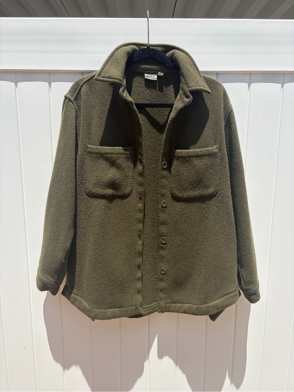 Rhythm Olive Green Button-Up Wool Jacket